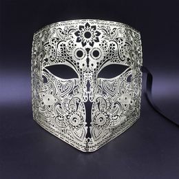 Feestmaskers gouden zilveren kleur vol gezicht bauta phantom cosplay maskerade black metal skull shield mardi gras joker 230206