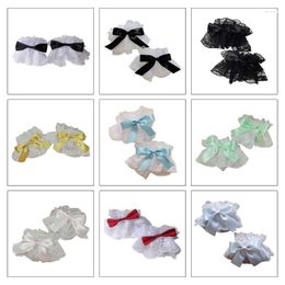 Feestmaskers gotische lolita polsboerzen zoete satijn boog ruches bloemen kanten tule armband polsband Japanse meid cosplay hand mouw