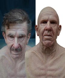 Party Masks Grandfather039s Látex Scary Cosplay de cabeza completa para Halloween Wig Old Man Mask Bald Horror Funny6692815