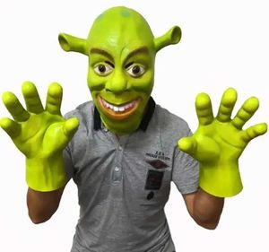 Party Masks Green Shrek Latex Mask Gloves Movie Play-Playshing accessoires Adult Animal Party Masks Halloween Costumes Fancy robes Balls Q240508