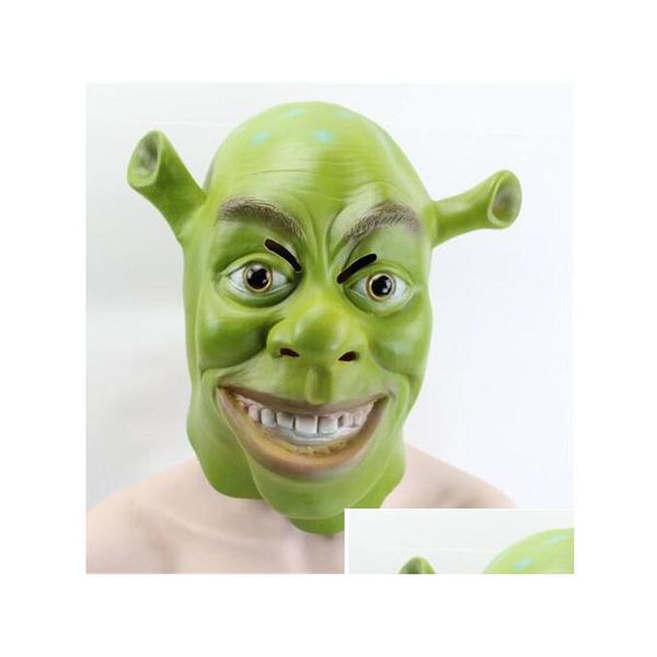 Máscaras de fiesta Green Shrek Latex Movie Cosplay Prop Adt Animal Mask para disfraces de Halloween Fancy Dress Ball Gc1254 Dr Dhs5D