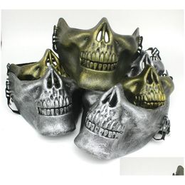 Feestmaskers Halfgezicht Beschermend Skl-masker Goud Sier Airsoft Halloween Eng Maskerade Cosplay Plastic Horror Dbc Vt0781 Drop Delive Dhgjr