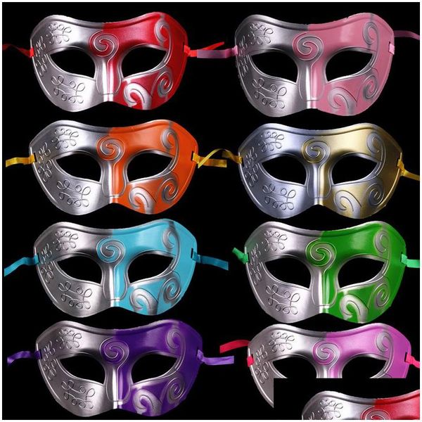 Masques de fête Demi-visages Masque pour hommes Gladiateur romain Vénitien Mardi Gras Mascarade Halloween Costume Maks Drop Livraison Maison Jardin Fe Dhtse