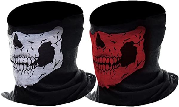 Máscaras de fiesta Half Skull Face Bandana Casco de motocicleta Headwear Máscara fantasma Paquete de 2 230824