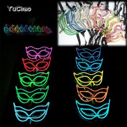 Máscaras de fiesta Halloween 10 colores LED Neon El Wire Mask Cosplay Luminoso Vestido de baile Accesorios 230904