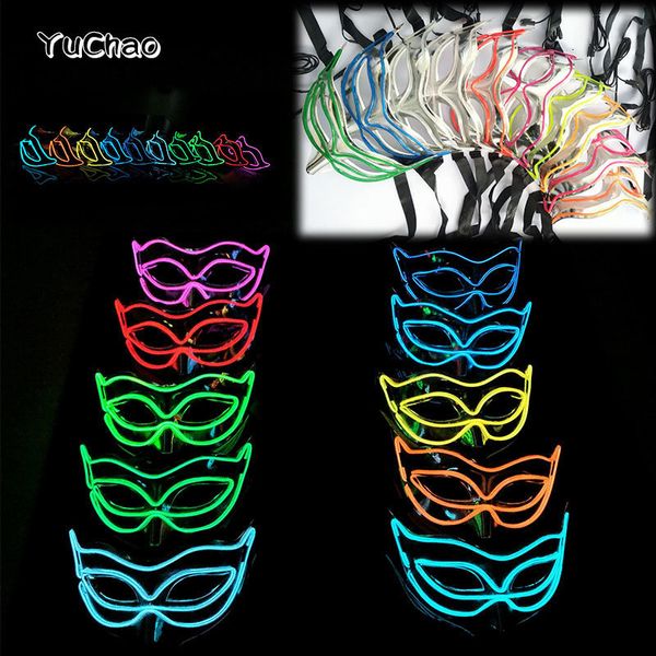 Máscaras de fiesta Halloween 10 colores LED Neon El Wire Mask Cosplay Luminoso Vestido de baile Accesorios 230904
