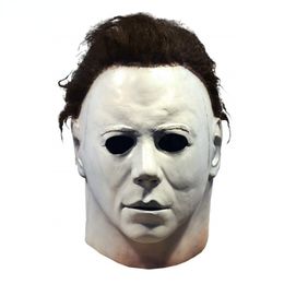 Máscaras de fiesta Halloween 1978 Michael Myers Máscara Horror Cosplay Disfraz Látex Props para adultos Blanco Alta calidad 230721