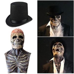 Party Maskers Halloween 3D Horror Werkelijkheid Volledige Hoofd Schedel Scary Cosplay Latex Beweegbare Kaak Helm Skelet Decoratie 221007