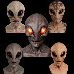Masques de fête Halloween Alien Masque Cosplay Horreur UFO Crâne Masques En Latex Casque Costume De Fête Accessoires J230807