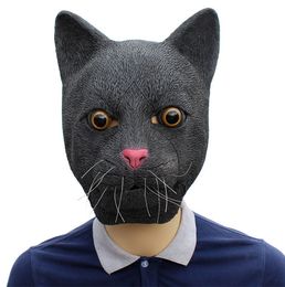 Máscaras de fiesta Halloween Animal Carnaval Realista Gato Negro Látex Cosplay Disfraz Disfraces Accesorios 230907