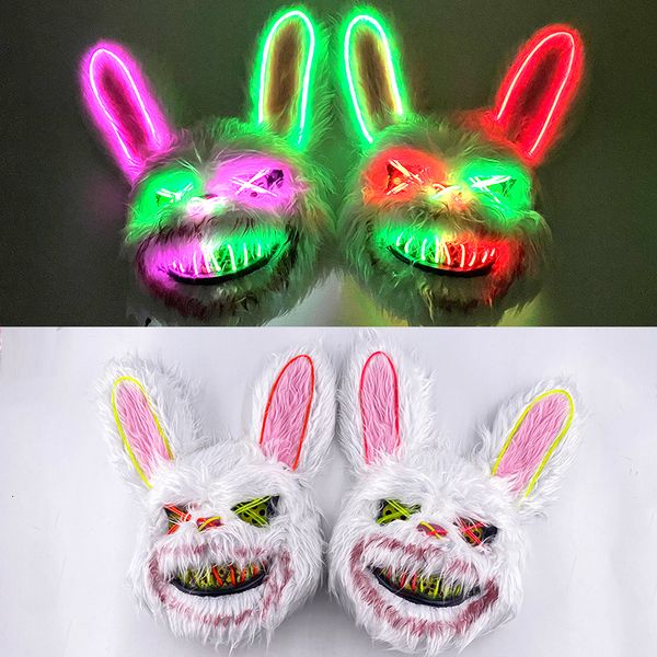 Masques de fête Halloween Sanglant Lapin Ours Masque Effrayant Cosplay Tête Couverture Carnaval Costume Coiffures Accessoires Mascarade Horreur 230818