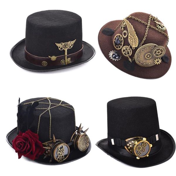 Masques de fête Halloween Carnaval Horreur Magicien Vampire Cosplay Caps Effrayant Gothique Punk Vintage Chapeaux Hommes Médiéval Rétro Style Chapeaux