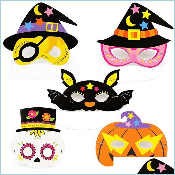 Masques De Fête Halloween Dessin Animé Motif Papier Masque Enfant Garten Mascarade Mystère Oeil Enfants Faveurs 5 Style Drop Delivery Maison Jardin F Dhplp