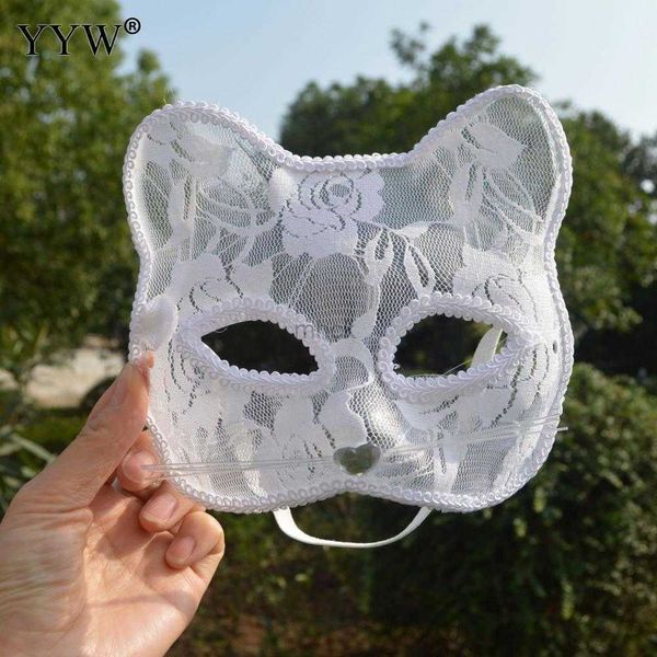 Masques de fête Halloween Chat Masque PVC Renard Dentelle Demi Masque Carnaval Mascarade Masque De Fête Cosplay Scène Performance Props Femmes Masques Pour Les Yeux HKD230801