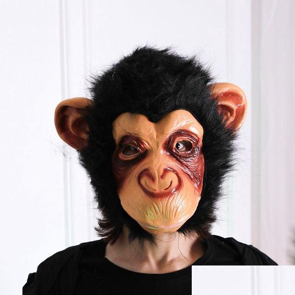 Máscaras de fiesta Chimpancé de Halloween Máscara de animal Horror Masquerade Fl Face Monkey Scary Cosplay Prop Suministros Dbc Drop Delivery Home Gar Dhwid