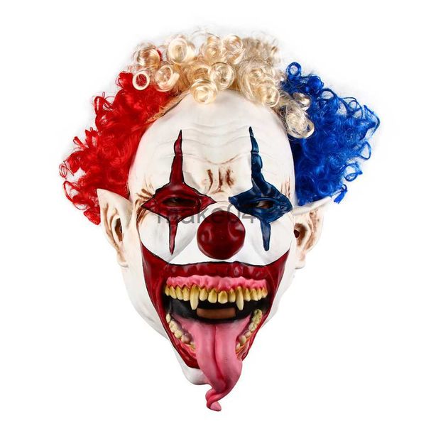 Masques de fête Halloween Clown Masque Latex Costume De Déguisement Effrayant Pleine Tête Horreur Déguisement Accessoires De Fête J230807