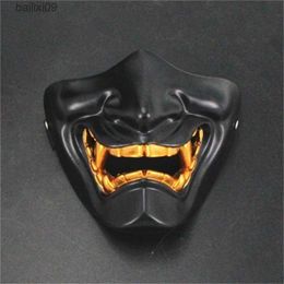 Party Maskers Halloween Cosplay Airsoft Masker Beschermend Mode Half Gezichtsmasker Prajna Hannya Masker Japanse Samurai Evil Oni Demon Party Decor T230905