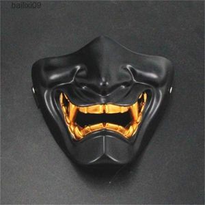 Masques de fête Halloween Cosplay Airsoft Masque de protection Mode Demi-masque Prajna Hannya Masque Japonais Samurai Evil Oni Demon Party Décor T230905