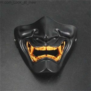 Máscaras de fiesta Halloween Cosplay Airsoft Máscara protectora Moda Media cara Máscara Prajna Hannya Máscara Samurai japonés Evil Oni Demon Party Decor Q231009