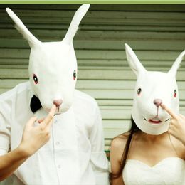 Feestmaskers Halloween Cosplay Animal Latex Rabbit Bunny Medguiss of Rabbits Face Head 230206
