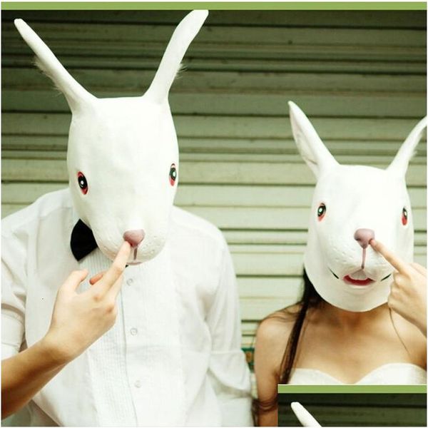 Masques de fête Halloween Cosplay Animal Latex Lapin Lapin Déguisements de lapins Tête de visage 230206 Drop Livraison Maison Jardin Festive Suppl Dhjlv