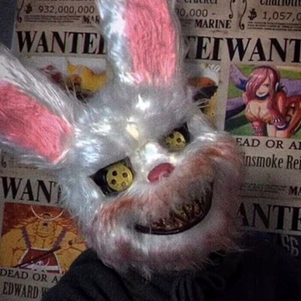 Máscaras de fiesta Halloween Cosplay Masquerade Ball Mask Bloody Rabbit Scary Headgear Emulsión Horror Props 230923