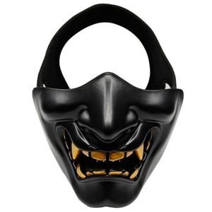 Party Maskers Halloween Kostuum Cosplay Half Gezicht Evil Demon Grimas Kabuki Samurai Prajna Hannya Oni Tactische Mask304e
