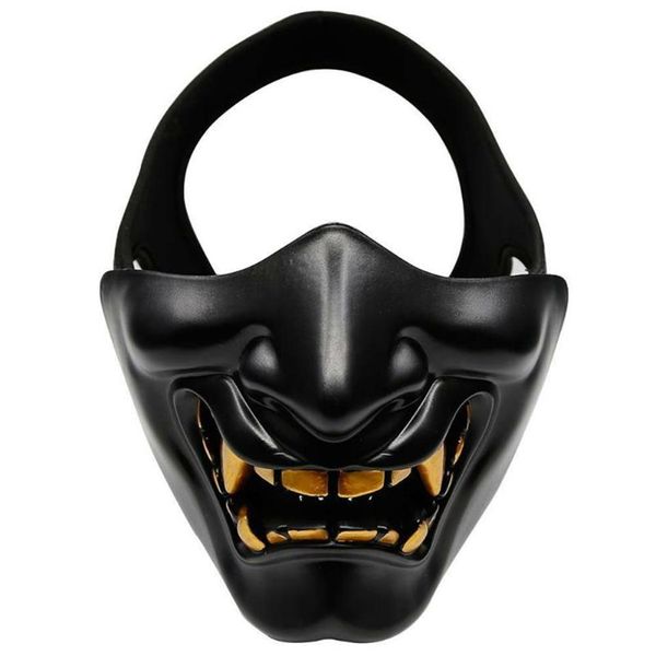 Máscaras de fiesta Disfraz de Halloween Cosplay Media cara Evil Demon Grimace Kabuki Samurai Prajna Hannya Oni Mask3154