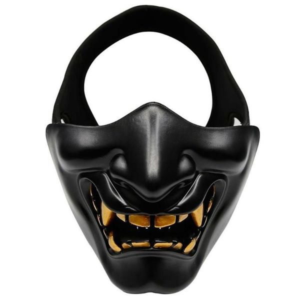 Máscaras de fiesta Disfraz de Halloween Cosplay Media cara Evil Demon Grimace Kabuki Samurai Prajna Hannya Oni Mask268a