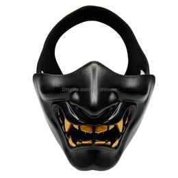 Party Maskers Halloween Kostuum Cosplay Tandbederf Kwade Demon Monster Kabuki Samurai Half Er Masker Enge Decoratie Y200103 Drop Deliv Dhhmd
