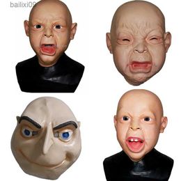 Máscaras de fiesta Fiesta de disfraces de Halloween Máscara de bebé Cabeza completa para adultos Máscara de bebé llorando de látex T230905