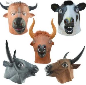 Masques de fête Halloween mignon nouveau noir masque de vache blanche drôle animal Masksx fête de bande dessinée habiller Costume Zoo Jungle masques Cosplay décoration T230905