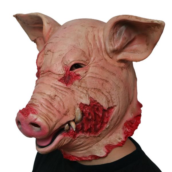 Masques de fête Halloween Décoration Cochon Masque Carnaval Horreur Cosplay Latex Cochon Tête Masque Mascarade Animal Mascara Drôle Plein Visage Cochon Masque 230825