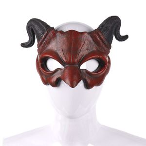 Party Maskers Halloween Demon Masker Hoorns Duivel Half Gezicht Cosplay Horror Monster Maskerade Eng Spookhuis Rekwisieten PU Decor 230923