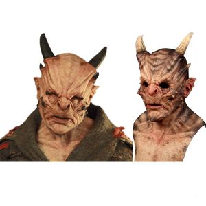 Feestmaskers Halloween Devil Face Cover Horror Cosplay Hoofddeksel Prop Masquerade Performance kostuum Props enge hoorns 230814