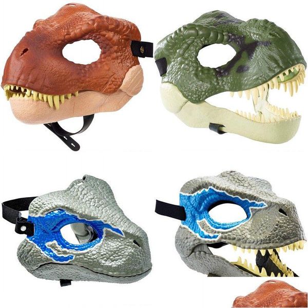 Máscaras de fiesta Dinosaurio de Halloween con mandíbula móvil Disfraz de cosplay Máscara de látex para Adt Drop Delivery Hogar Jardín Suministros festivos Dhmvk