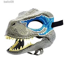 Party Maskers Halloween Draak Dinosaurus Masker Open Mond Latex Horror Dinosaurus Hoofddeksels Dino Masker Partij Cosplay Kostuum Bang Masker T230905