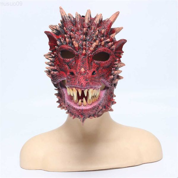 Máscaras de fiesta Disfraces de Halloween Fiesta Cosplay Actividad Jaw Fiery Dragon Máscara Realista Animal Látex Máscara Vacaciones Novedad Regalo L230803