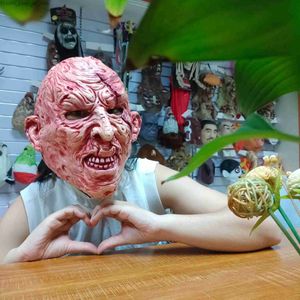 Máscaras de fiesta Halloween Freddy Krueger Máscara de terror Realista Disfraz de fiesta para adultos Deluxe Halloween Máscara de papada Q231007