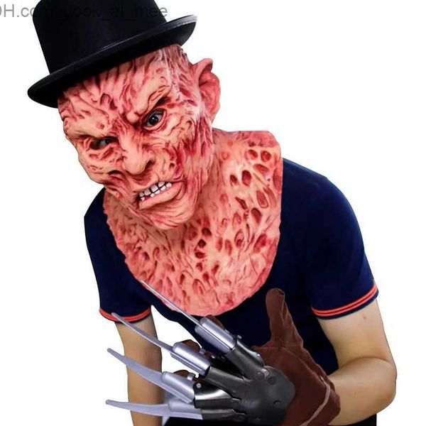 Máscaras de fiesta Halloween Freddy Krueger Máscara de terror Realista Disfraz de fiesta para adultos Deluxe Máscara de Halloween Scary Carnival Cosplay Props Q231009