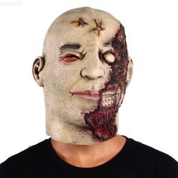 Masques de fête Halloween Horreur Grimace Masque Effrayant Zombie Latex Masque Cosplay Horreur Déguisements Fête Coiffures L230803