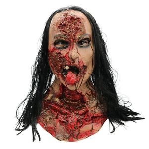 Feestmaskers Halloween Horror Spookhuis Decoratie Bloedig lang haar Spookgezichtsbedekking Eng Cosplay Arts Verpleegster Aankleden Prop 230904