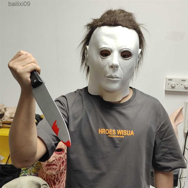 Máscaras de fiesta Halloween Horror Killer Monster Cosplay1978 Michael Myers disfraz cabeza conjunto látex máscara de cabeza completa T230905