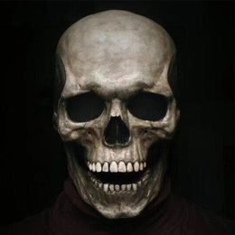 Masques de fête Masque d'horreur d'Halloween 3D Masque de crâne complet Masque de mâchoire mobile Squelette Latex Masque effrayant Halloween Mascarade Prop 230906