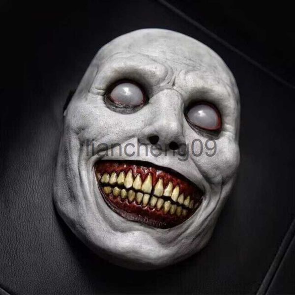 Masques de fête Halloween Horreur Masque Blanc Vert Visage Exorciste Sourire Latex Horreur Clown Masque Halloween Cosplay Party Cosplay Props x0907