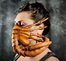Feestmaskers Halloween Horror Scorpion Mask Alien Facehugger Leather4402411