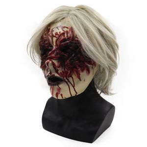 Máscaras de fiesta Halloween Horror Bruja Máscara Rencor Mujer de pelo blanco Fantasma Conjunto Zombie Mascarada Fiesta Cosplay Máscara Accesorios 230824