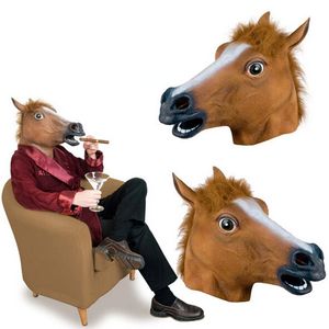 Masques de fête Halloween Cheval Tête Balle Cosplay Latex Animal Costume Théâtre Prank Fou Décor 230206