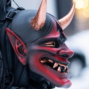 Masques de fête Halloween couleur japonaise Bonjour Noh Kabuki masque de démon cent fantômes soirée résine fantôme samouraï accessoires masque de fête de bal 230823