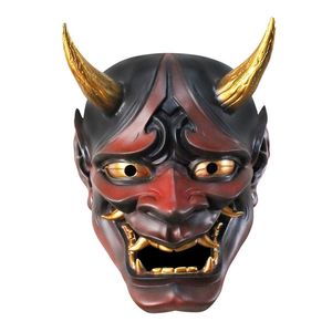 Masques de fête Halloween Couleur japonaise Bonjour Noh Kabuki Masque de démon Cent fantômes Night Out Resin Ghost Samurai Props Prom Party Mask 230718